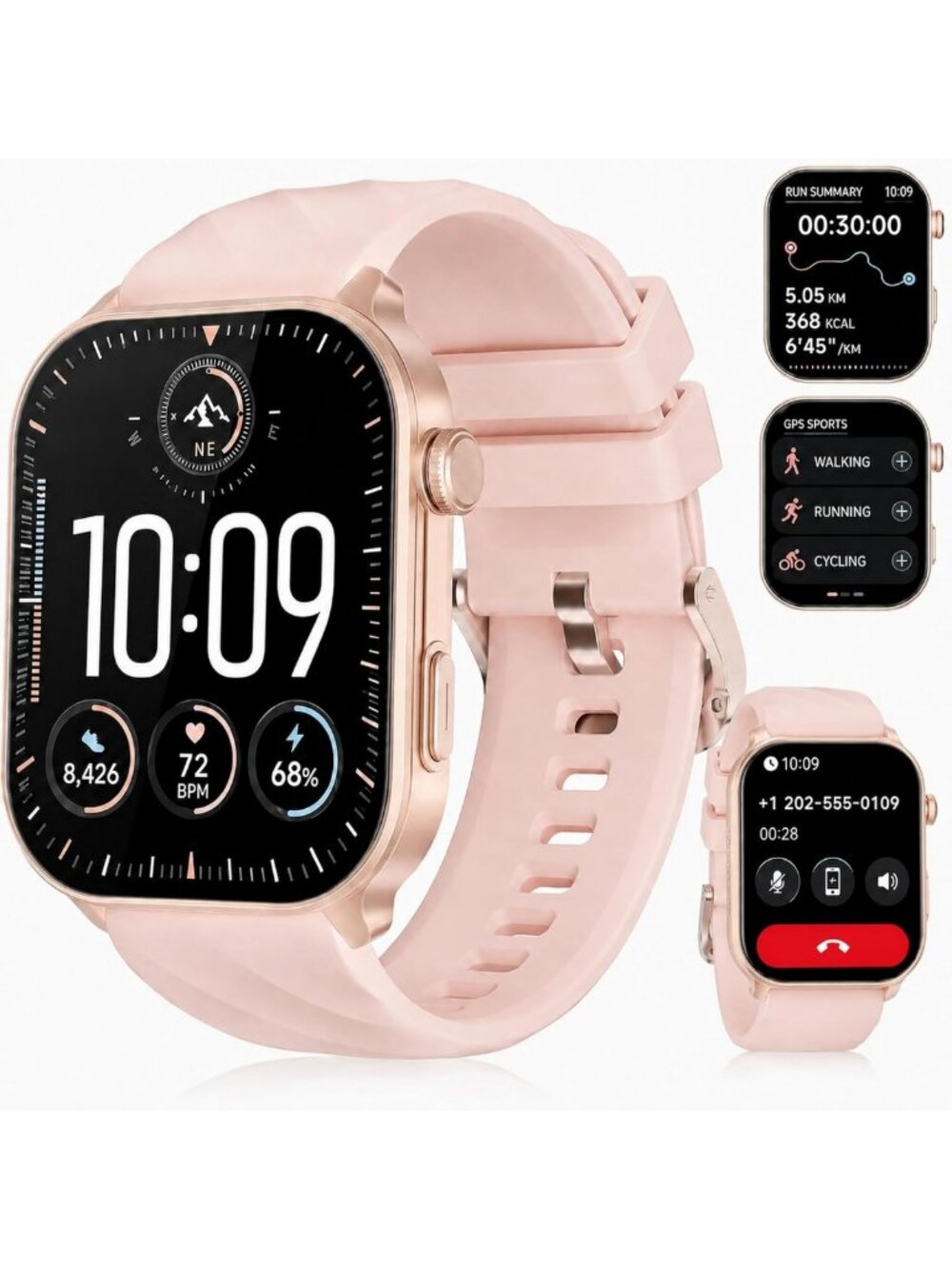 Stylish Rose Gold GPS Smart Watch for Women | 2.01" HD Fitness Tracker
